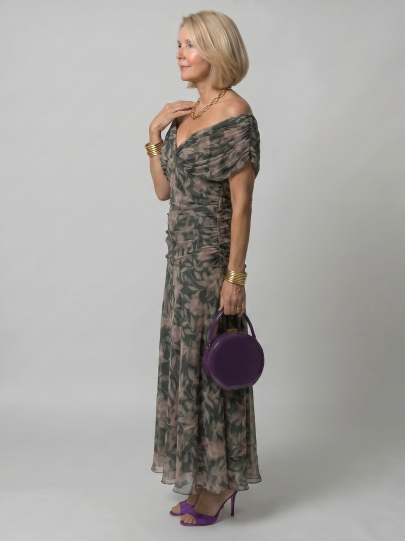 Jane | Off Shoulder Flow Midi Dress