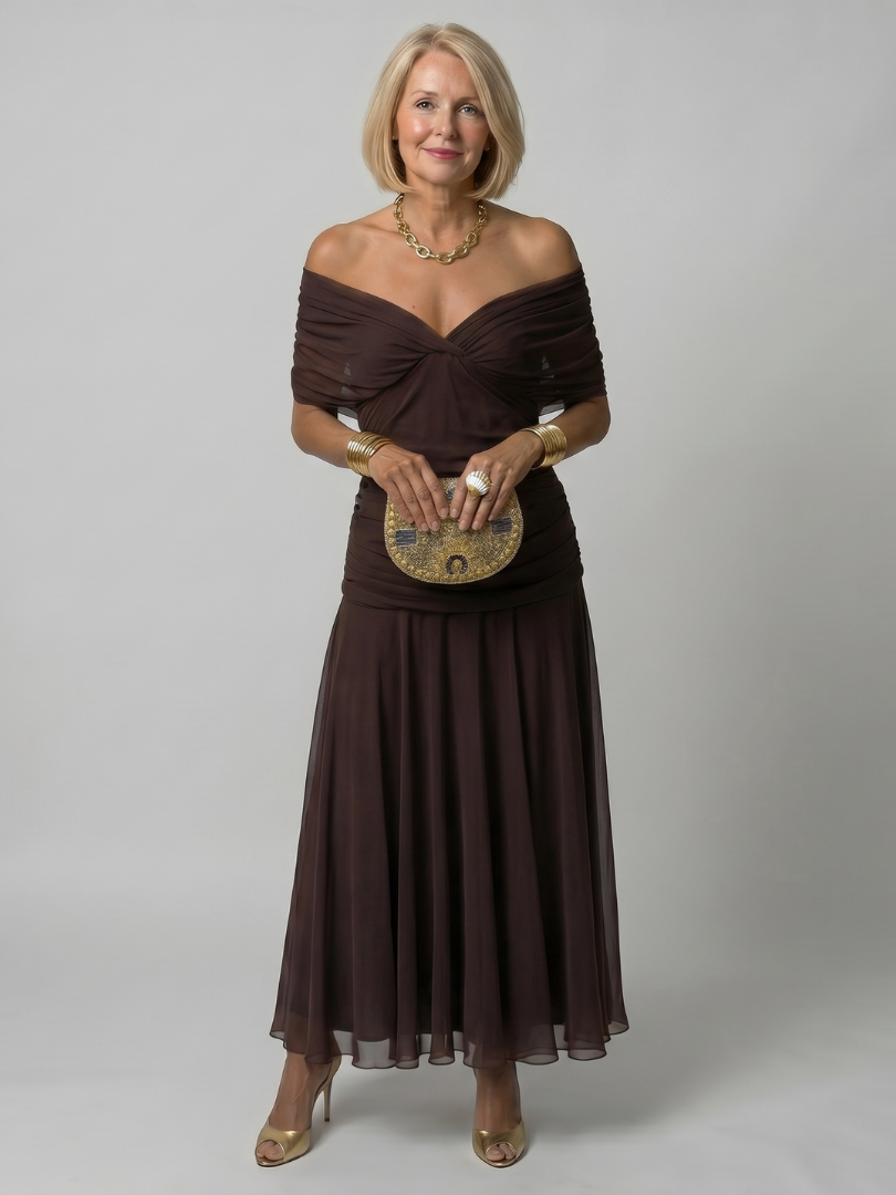 Jane | Off Shoulder Flow Midi Dress