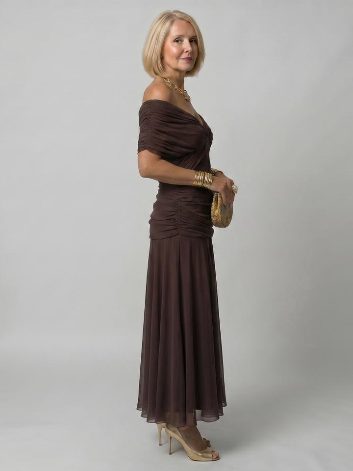 Jane | Off Shoulder Flow Midi Dress