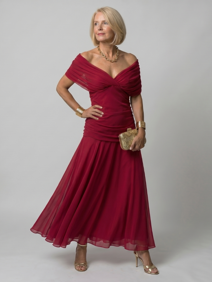 Jane | Off Shoulder Flow Midi Dress