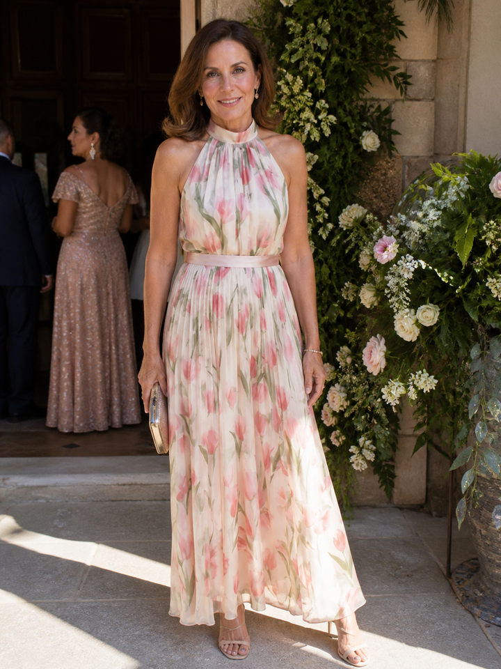 Grace | Halter Neck Floral Midi Dress