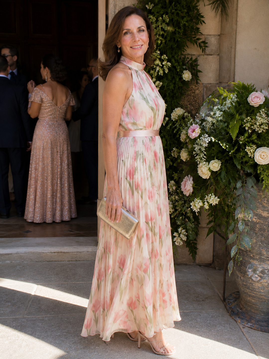 Grace | Halter Neck Floral Midi Dress