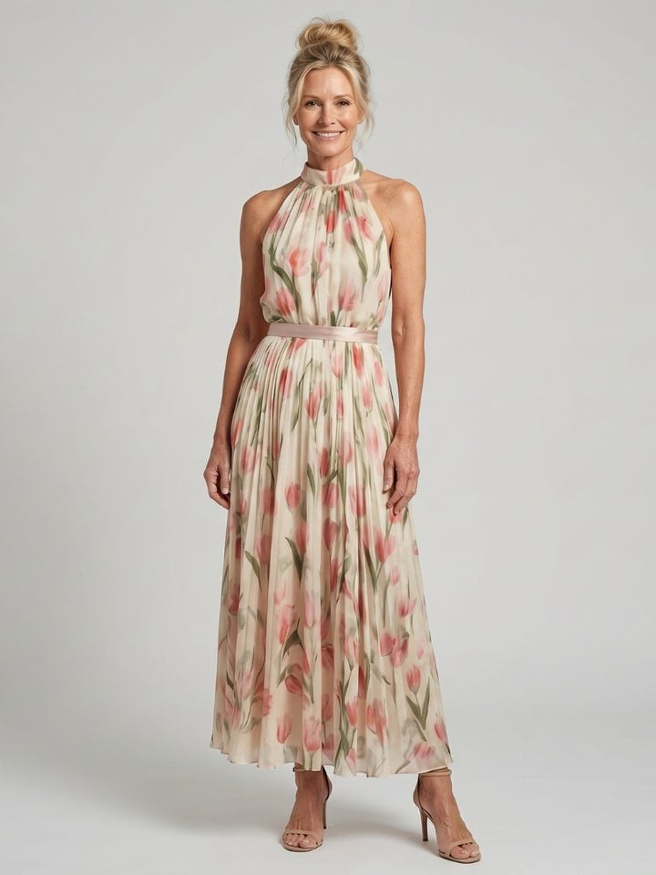Grace | Halter Neck Floral Midi Dress