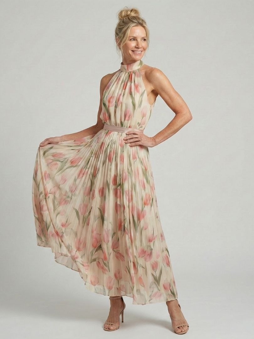 Grace | Halter Neck Floral Midi Dress