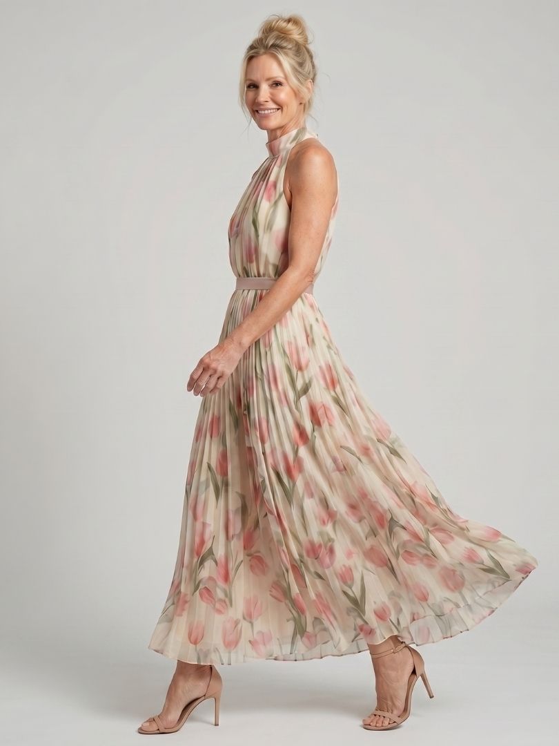 Grace | Halter Neck Floral Midi Dress
