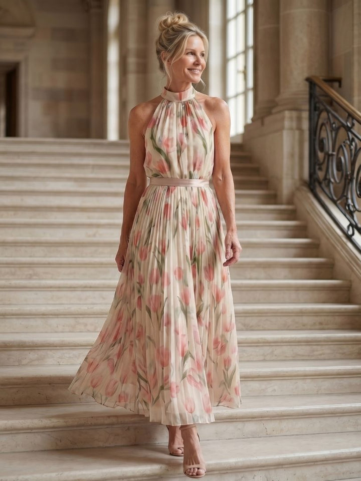 Grace | Halter Neck Floral Midi Dress