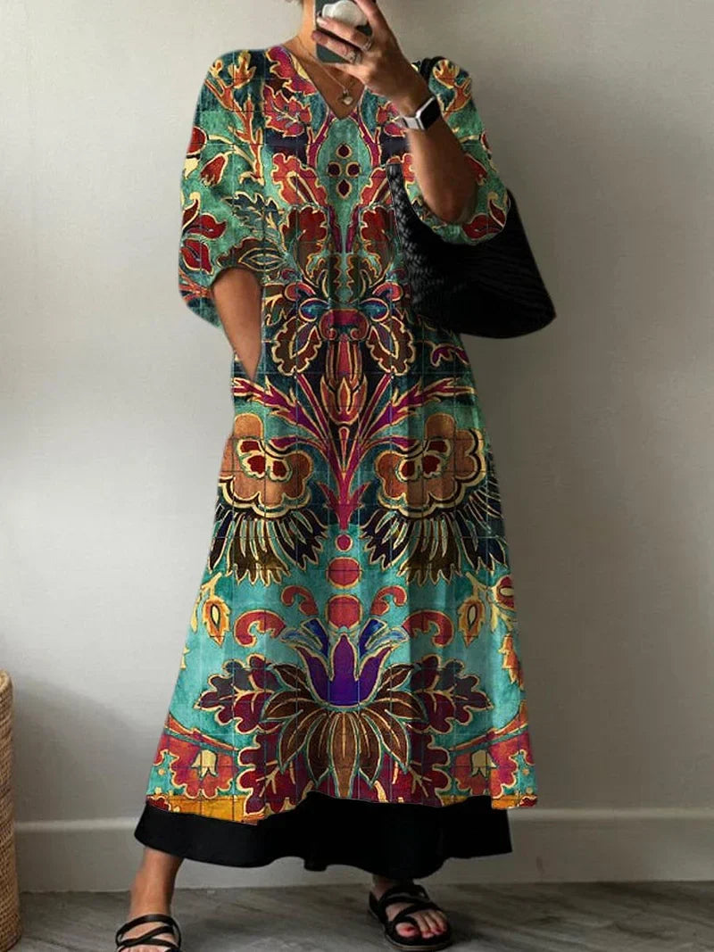 judith colorful maxi dress Judith Floral Baroque Maxi Dress | Button-Down Shirt Dress